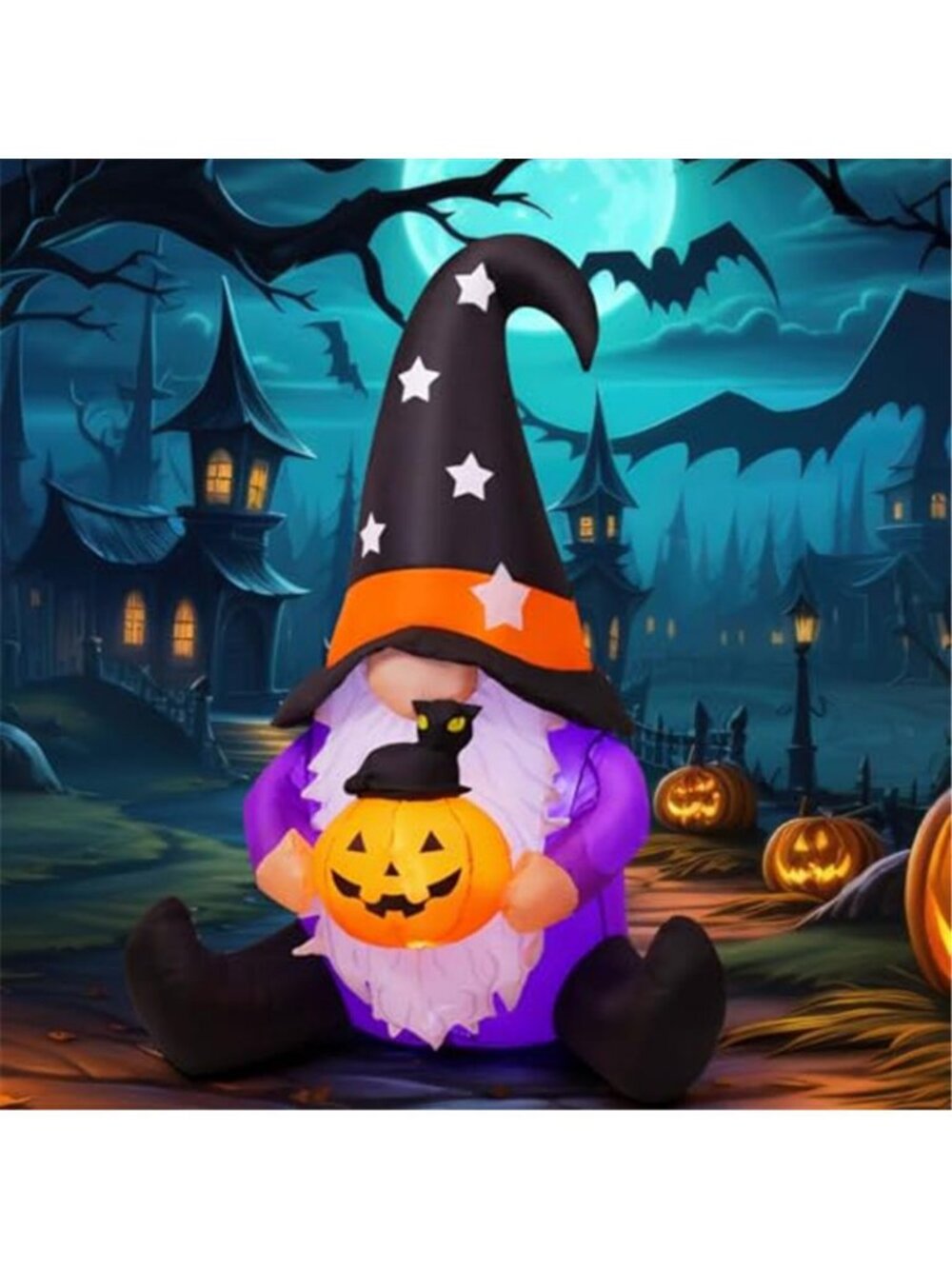 5 FT Halloween Gnomes Inflatables Outdoor Decorations, Gnome with Pumpkin - Picture 3 of 7